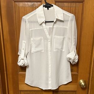 Women's Express White Button-Up Blouse